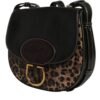 Black Brown Leopard Leather Shoulder Strap Bag