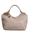 Light Pink Deer Leather Logo Plaque Tote Top Handle Bag