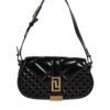Black Calf Leather Quilted Shoulder Strap Bag