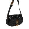 Black Calf Leather Quilted Shoulder Strap Bag
