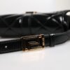 Black Calf Leather Quilted Shoulder Strap Bag