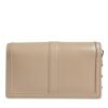 Beige Gold Chain Calf Leather Wallet Crossbody Bag