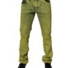 Yellow Cotton Stretch Skinny Men Denim Jeans