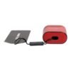 Red Calfskin Leather Logo Print Flip Holder Airpods Case