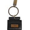 Black Leather Strap Gold Metal Logo Plaque Airpods Case