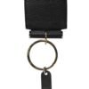 Black Leather Strap Gold Metal Logo Plaque Airpods Case