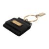 Black Leather Strap Gold Metal Logo Plaque Airpods Case