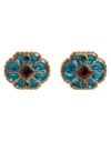 Gold Brass Blue Enameled Flower Cufflink