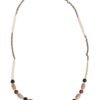 Black Gold Wooden Beaded Logo Pendant Necklace