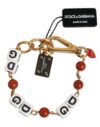Multicolor Gold Tone Brass Chain DG Logo Dice Bracelet