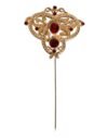 Gold Tone Red Crystal Embellish 925 Sterling Silver Pin