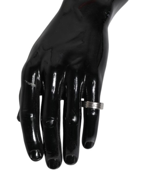 Silver Tone Brass Clear Crystal DG Logo Ring