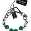 Silver Tone Brass Bead Dice Logo Embellish Charm Bracelet
