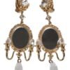 Gold Brass Clear Crystal Mirror Element Clip Dangling Earrings