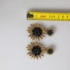 Gold Tone Brass Sunflower Crystal Clip Dangling Earrings