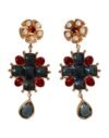 Gold Tone Crystal Rhinestone Embellish Dangling Earrings