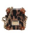 Brown Leopard Metal Logo Plaque Gold Chain Airpods Case
