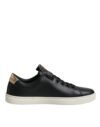 Black Leather Gold Red Heart Sneakers Shoes