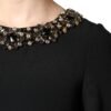 Black Crystal Embellished Round Neck Mini Dress