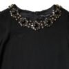 Black Crystal Embellished Round Neck Mini Dress