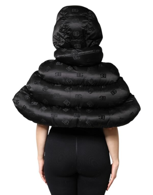 Black Padded Puffer Hooded Full Zip Cropped Jacket
