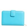 Light Blue Leather Bifold Continental Clutch Wallet