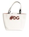 White Leather #DG BEATRICE Top Handle Tote Bag