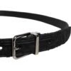 Black Cotton Blend Silver Metal Buckle Belt