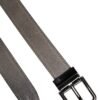 6894721.jpeg Gray Leather Silver Tone Metal Buckle Belt