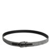 Black White Silver Tone Metal Buckle Belt