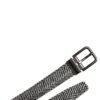 Black White Silver Tone Metal Buckle Belt