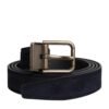 Black Goat Leather Metal Buckle Classic Belt