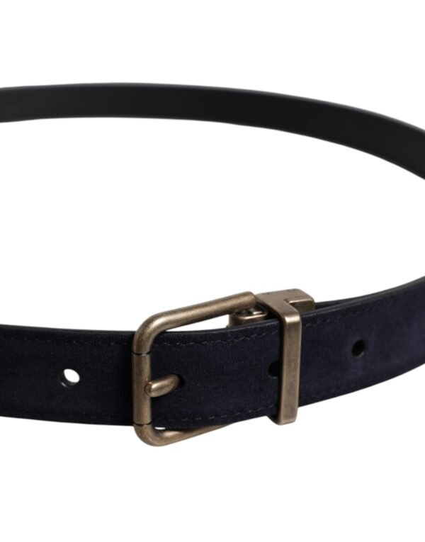 Black Goat Leather Metal Buckle Classic Belt
