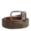 Brown Leather Classic Metal Logo Buckle Belt