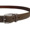 Brown Leather Classic Metal Logo Buckle Belt