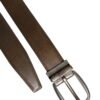 Brown Leather Classic Metal Logo Buckle Belt