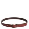 6896371.jpeg Burgundy Leather Metal Logo Buckle Belt