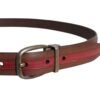 6896372.jpeg Burgundy Leather Metal Logo Buckle Belt