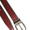 6896375.jpeg Burgundy Leather Metal Logo Buckle Belt
