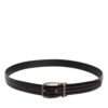 Black Burgundy Calfskin Metal Logo Buckle Belt