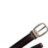 Black Burgundy Calfskin Metal Logo Buckle Belt