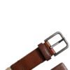 Brown Jute Leather Woven Metal Buckle Belt