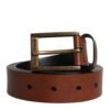 Brown Calf Leather Classic Metal Buckle Belt