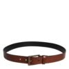 Brown Calf Leather Classic Metal Buckle Belt