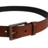 Brown Calf Leather Classic Metal Buckle Belt