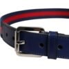 Blue Cotton Leather Printed Metal Buckle Belt