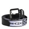 Black White Printed Metal Logo Buckle Belt