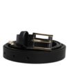 Black Calfskin Classic Metal Logo Buckle Belt