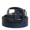 Blue Calf Leather Classic Metal Buckle Belt