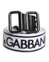Black White Logo Printed Metal Buckle Belt